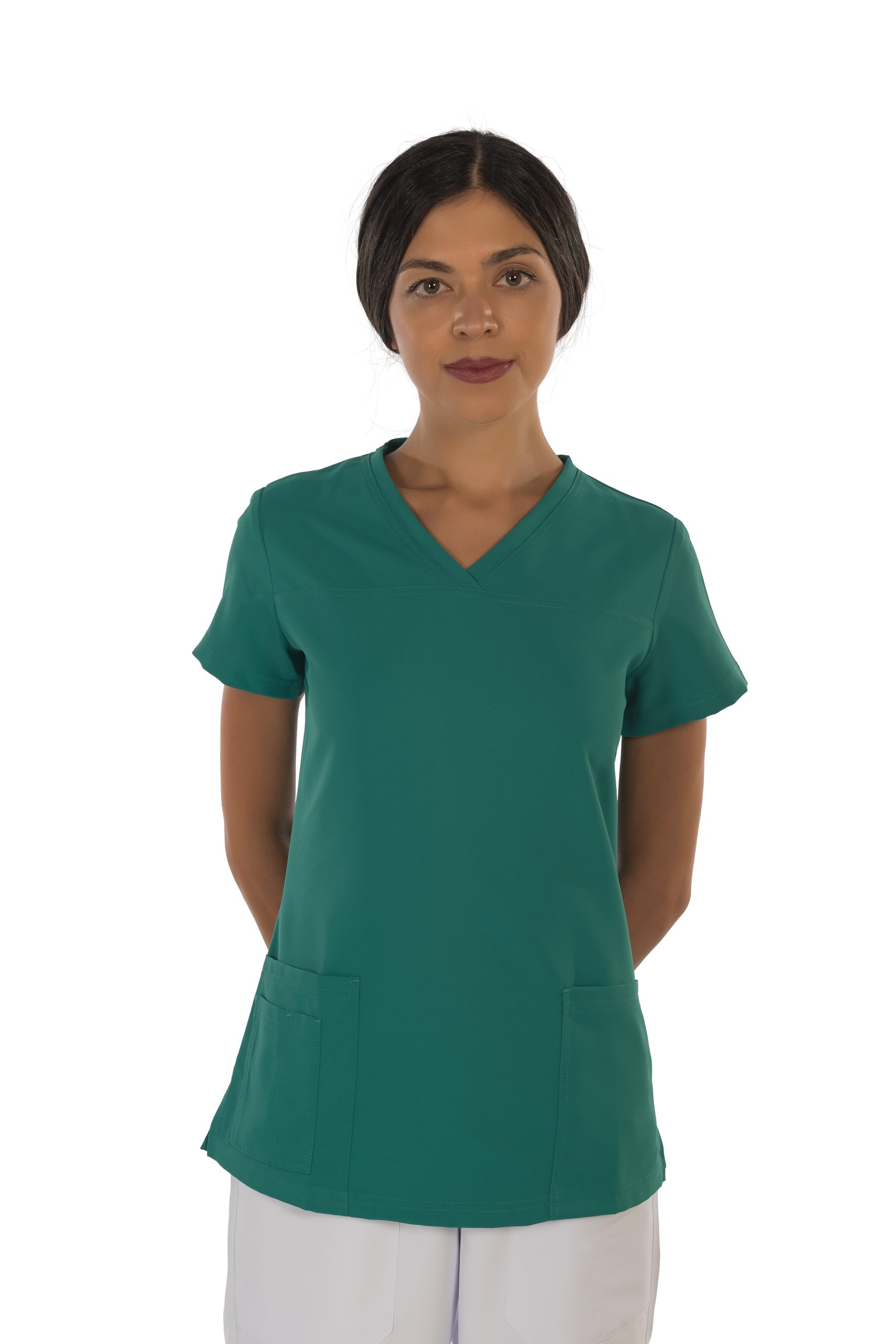 Women's short sleeve scrub (Surgical green) – premium dental product from Barmaan Dental, South African distributor of Dispotech Switzerland