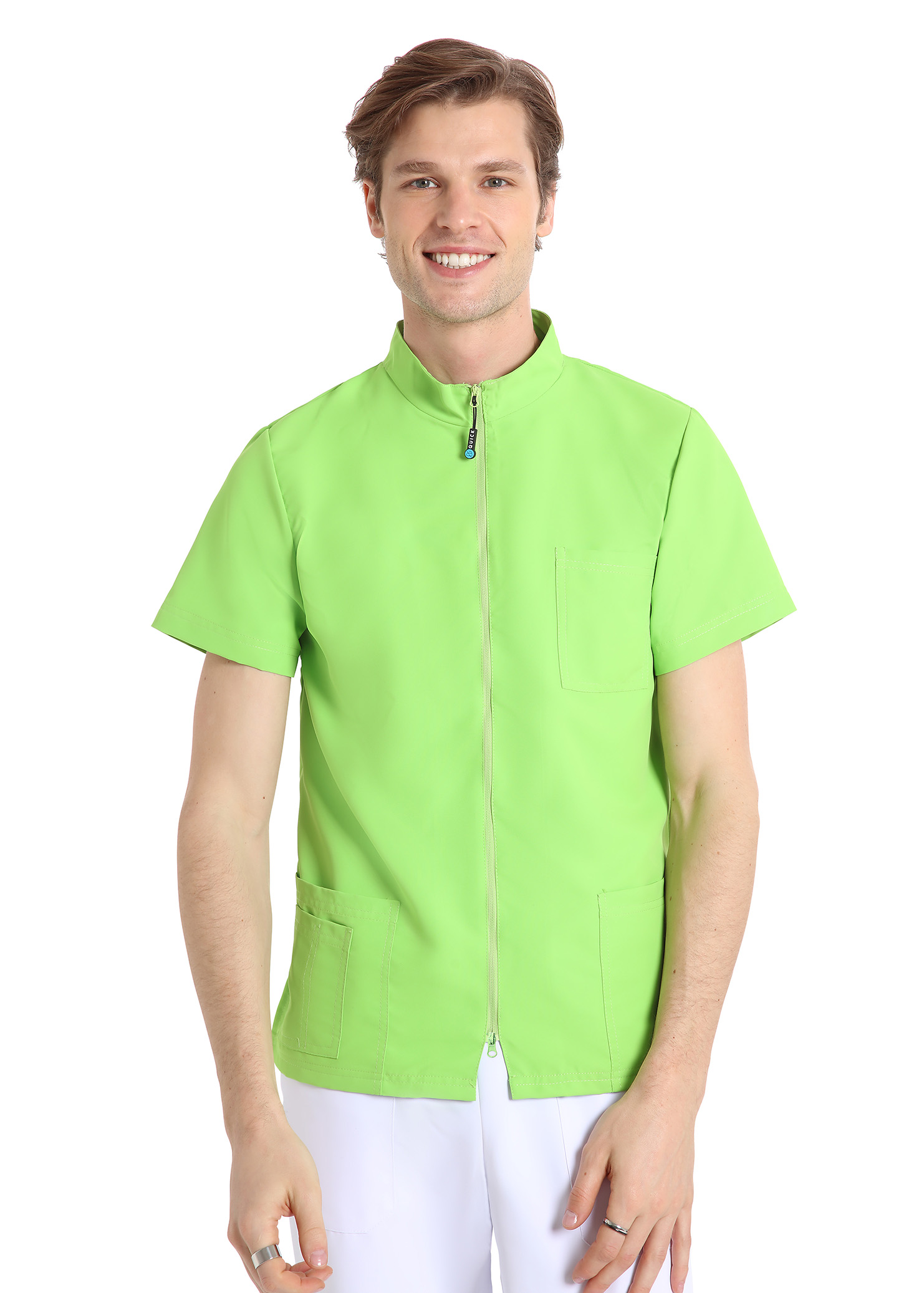 Unisex scrub top with zip (Apple green) – premium dental product from Barmaan Dental, South African distributor of Dispotech Switzerland