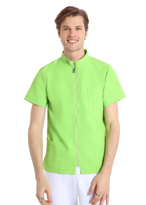 Unisex scrub top with zip (Apple green) – medical-uniforms product available from Barmaan Dental South Africa