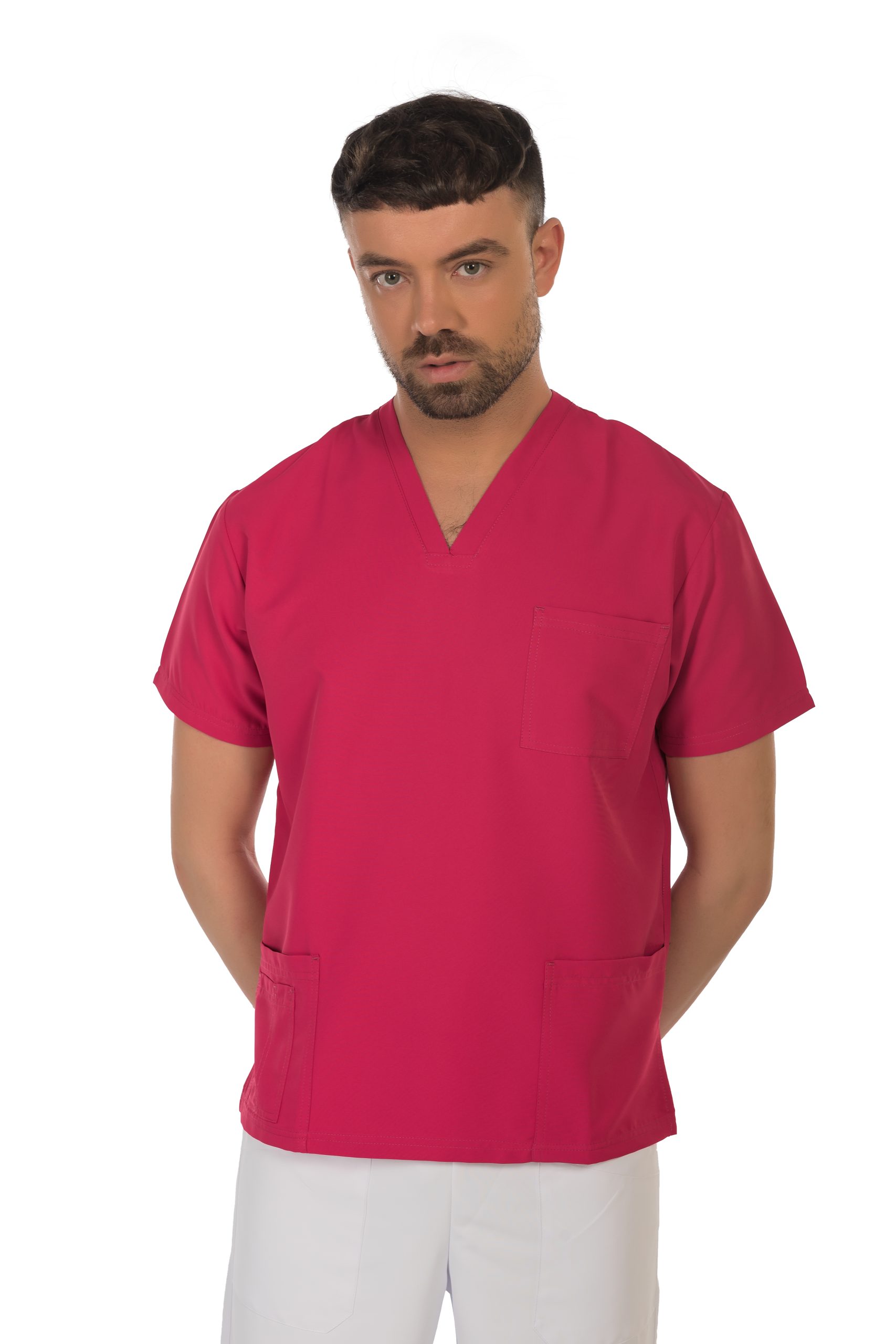 Unisex short sleeve scrub (Pink) – premium dental product from Barmaan Dental, South African distributor of Dispotech Switzerland
