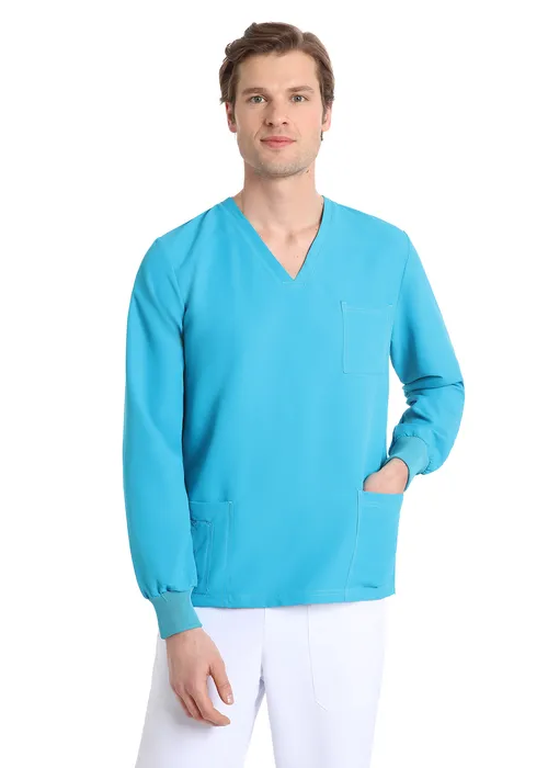 Unisex long sleeve scrub(Turquoise) – medical-uniforms product available from Barmaan Dental South Africa