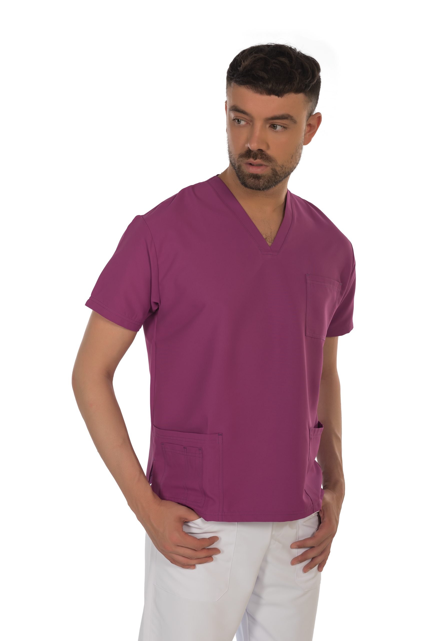 Unisex short sleeve scrub (Violet) – premium dental product from Barmaan Dental, South African distributor of Dispotech Switzerland