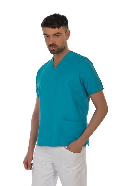 Unisex short sleeve scrub (Turquoise) – medical-uniforms product available from Barmaan Dental South Africa