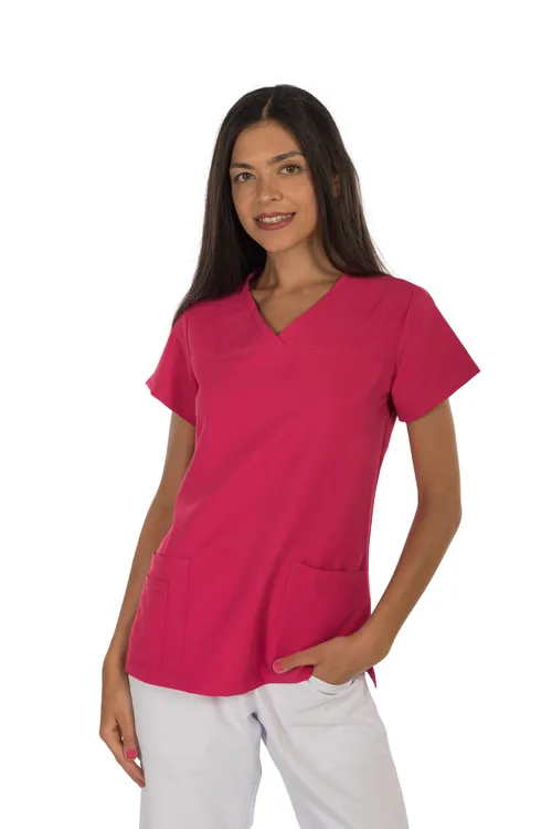 Women's short sleeve scrub (Pink) – medical-uniforms product available from Barmaan Dental South Africa