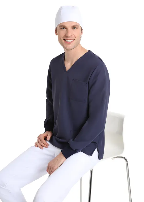 Unisex long sleeve scrub(Navy) – medical-uniforms product available from Barmaan Dental South Africa