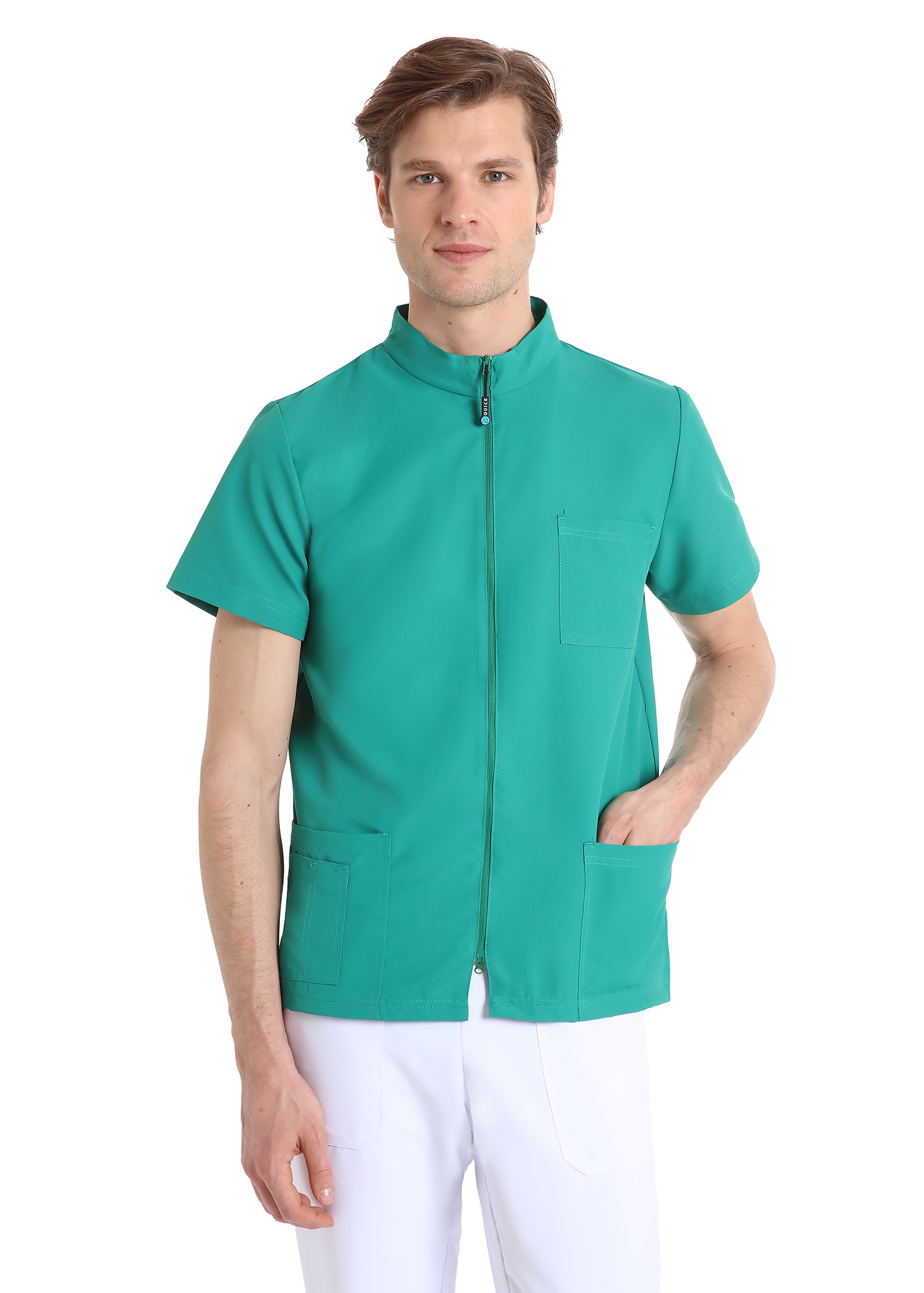 Unisex scrub top with zip (Surgical green) – premium dental product from Barmaan Dental, South African distributor of Dispotech Switzerland