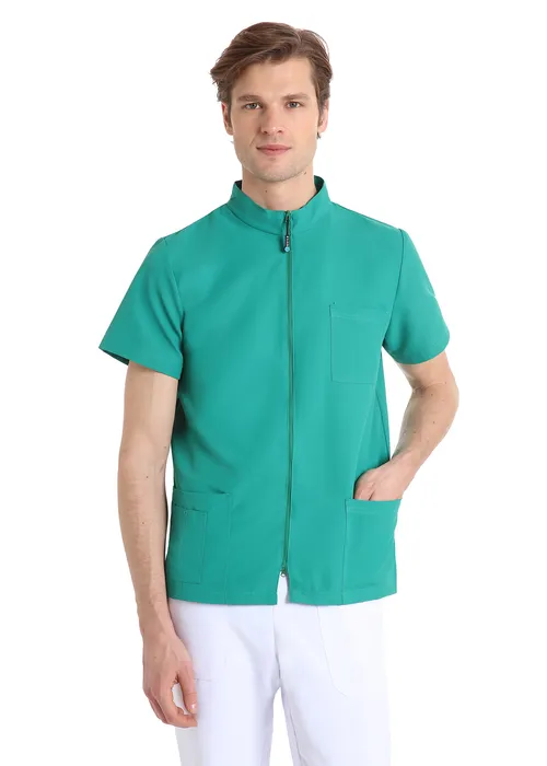 Unisex scrub top with zip (Surgical green) – medical-uniforms product available from Barmaan Dental South Africa