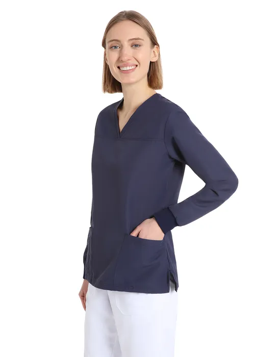 Women's long sleeve scrub(Navy) – medical-uniforms product available from Barmaan Dental South Africa