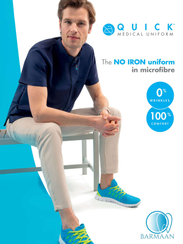 Cover of the Quick Medical Uniform catalogue – NO IRON microfibre medical and dental uniforms